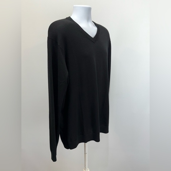 HART SCHAFFNER-MARX  Men's black extra fine Merino wool V-Neck Sweater size XLT - Picture 3 of 12